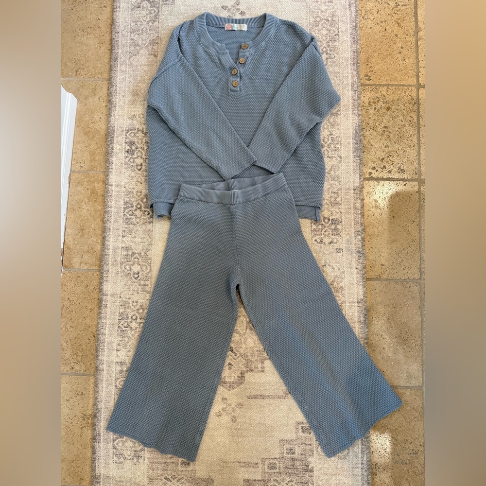 Blue Free People Hailee Sweater Set